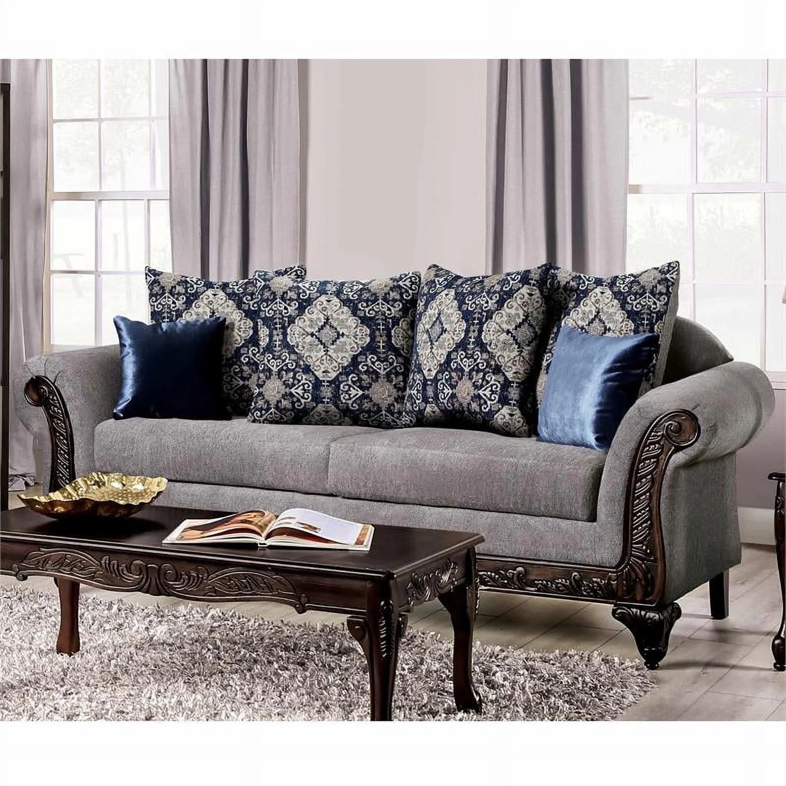 Gray Chenille 2-Piece Sofa Set J760516