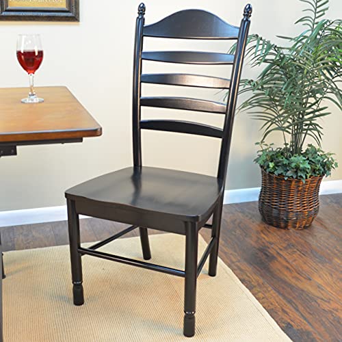 Antique Black Ladder Back Dining Accent Chair M3379