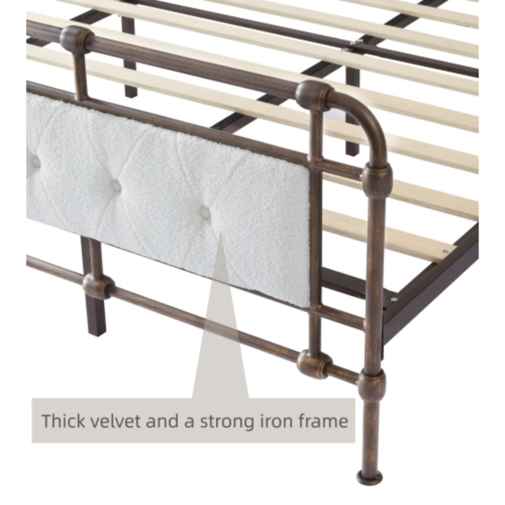 Queen Size Metal Bed Frame with Foam Head and Tail L170