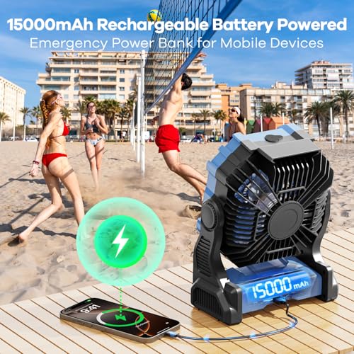 30000 mAh Rechargeable Portable Misting Fan with RGB Lantern M876814