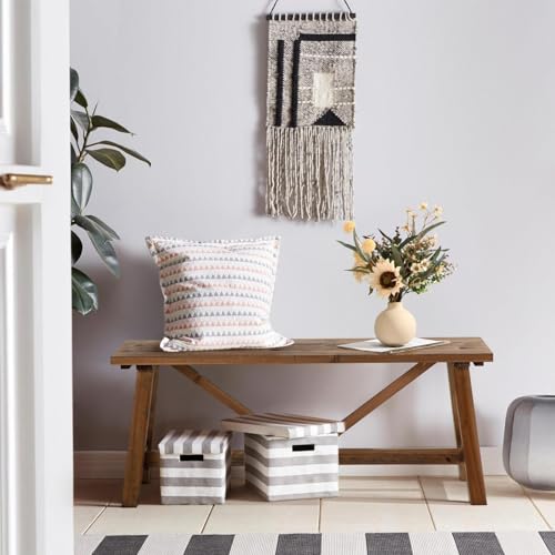 White Solid Wood Narrow Bench H422