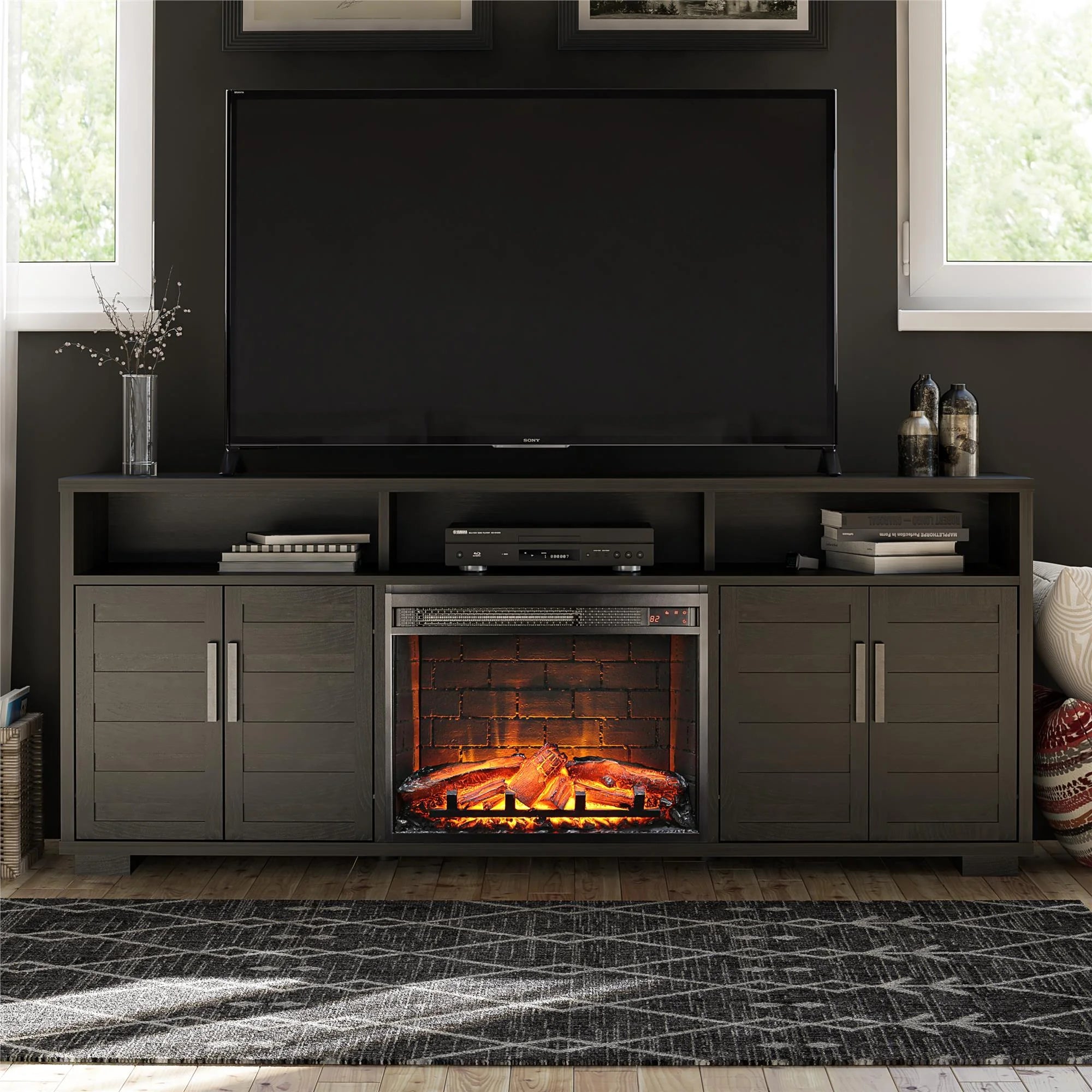 Espresso Electric Fireplace Console TV Stand R68859