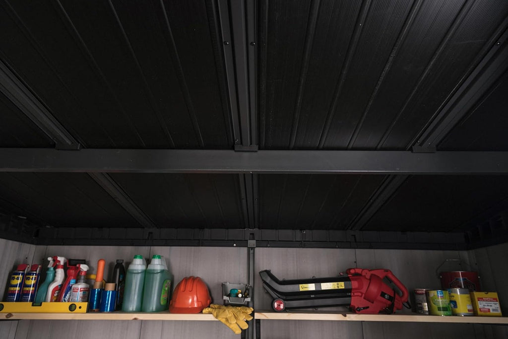 Grey & Black Resin Outdoor Storage Shed C498913