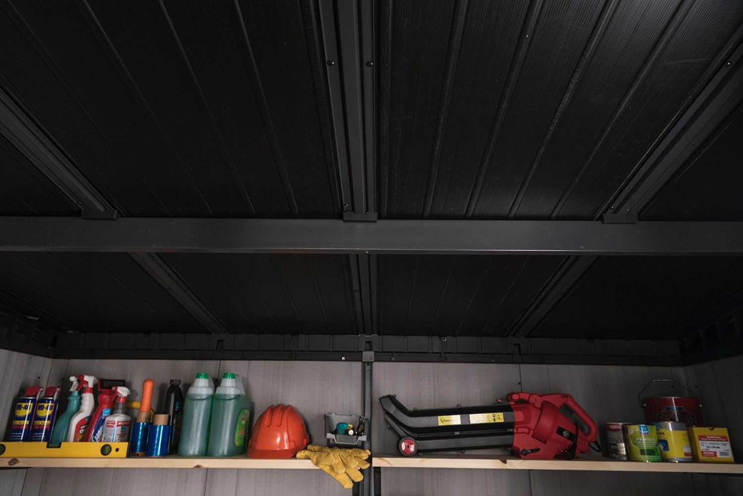 Grey & Black Resin Outdoor Storage Shed C498913
