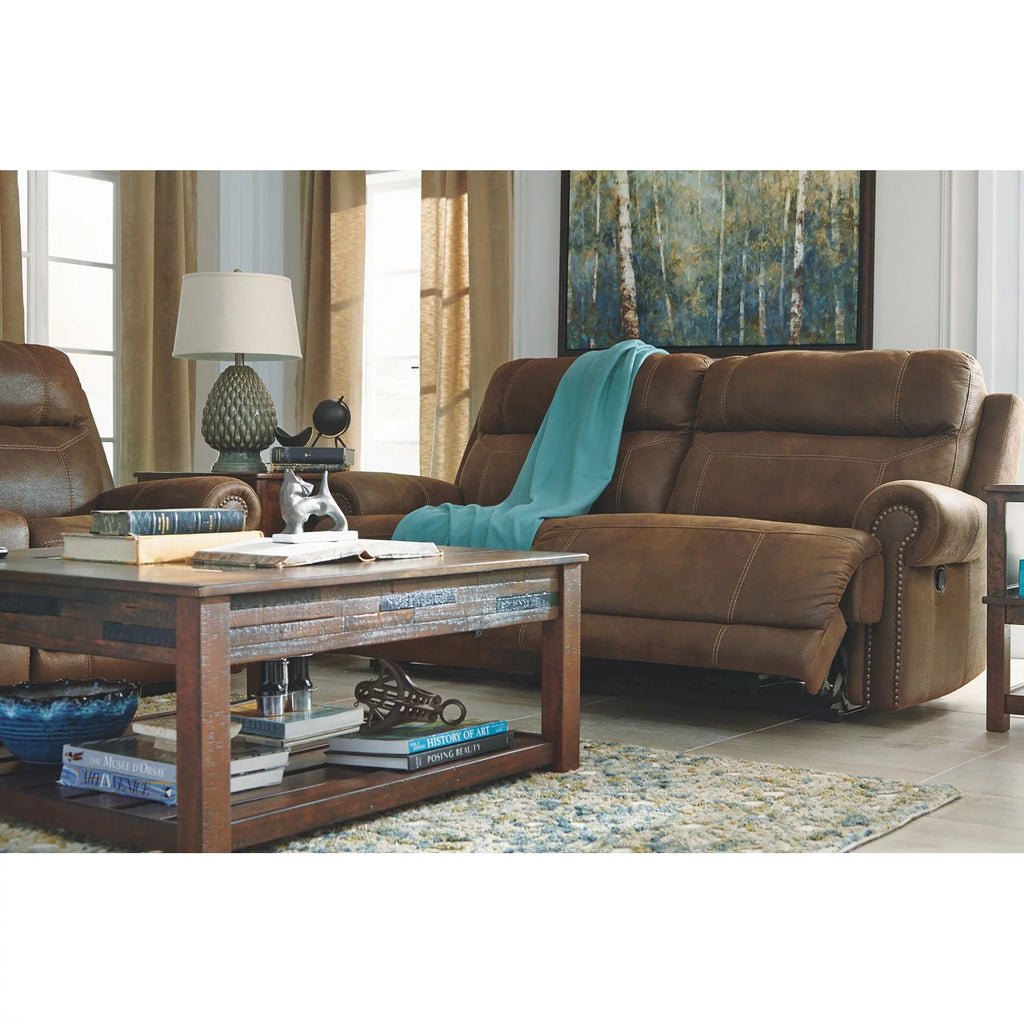 Gray Faux Leather Reclining Sofa T8594