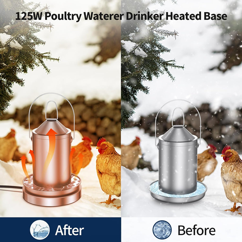 15 Inch 125W Heated Chicken Waterer Base with 10FT Cable G19431