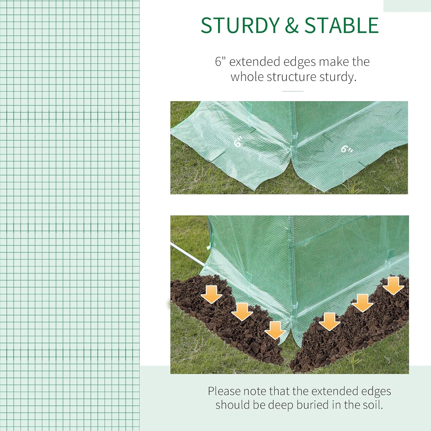 19.7' x 9.8' x 6.6' Plastic Greenhouse Cover Replacement, Green E353939