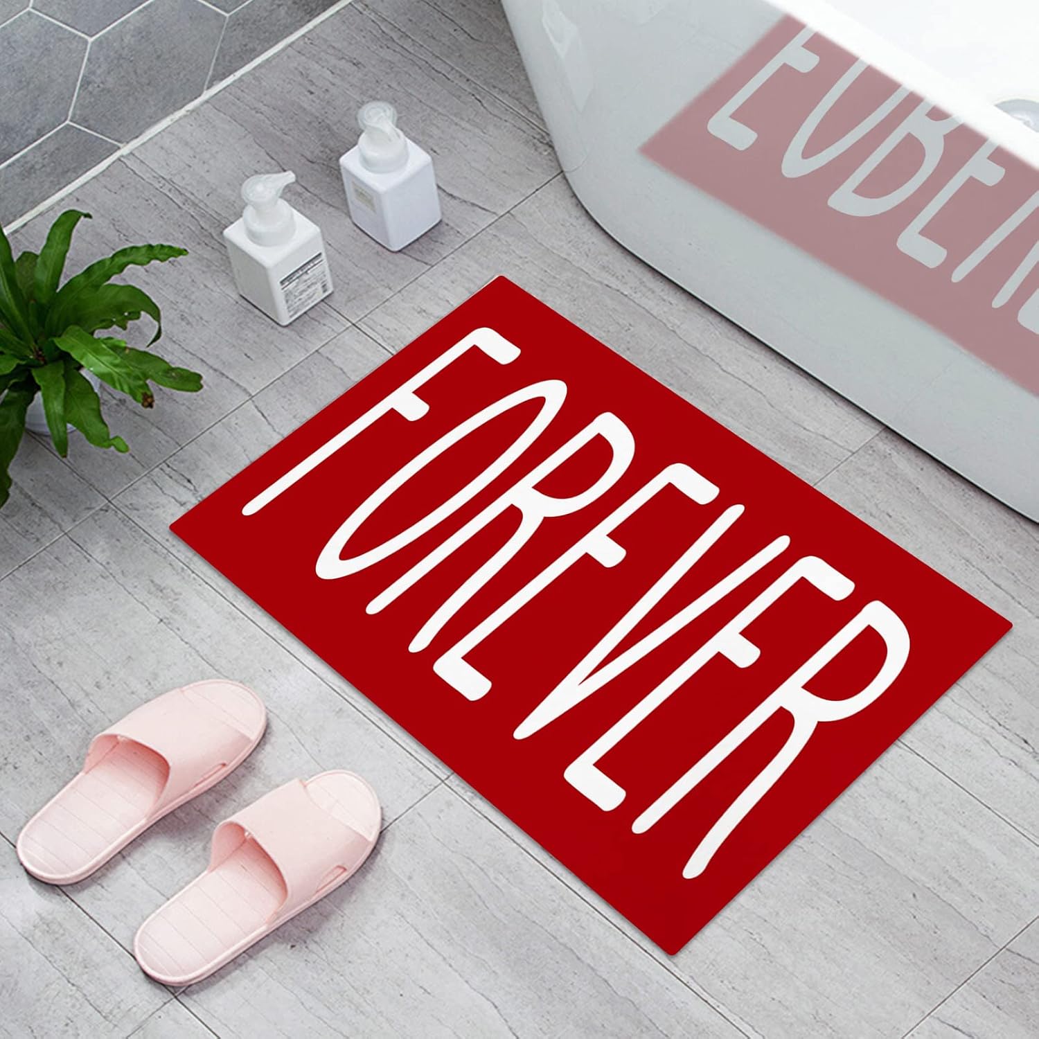 White Quote on Red Non Slip Door Mat V276806