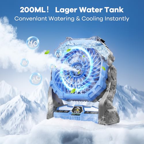 30000 mAh Rechargeable Portable Misting Fan with RGB Lantern M876814