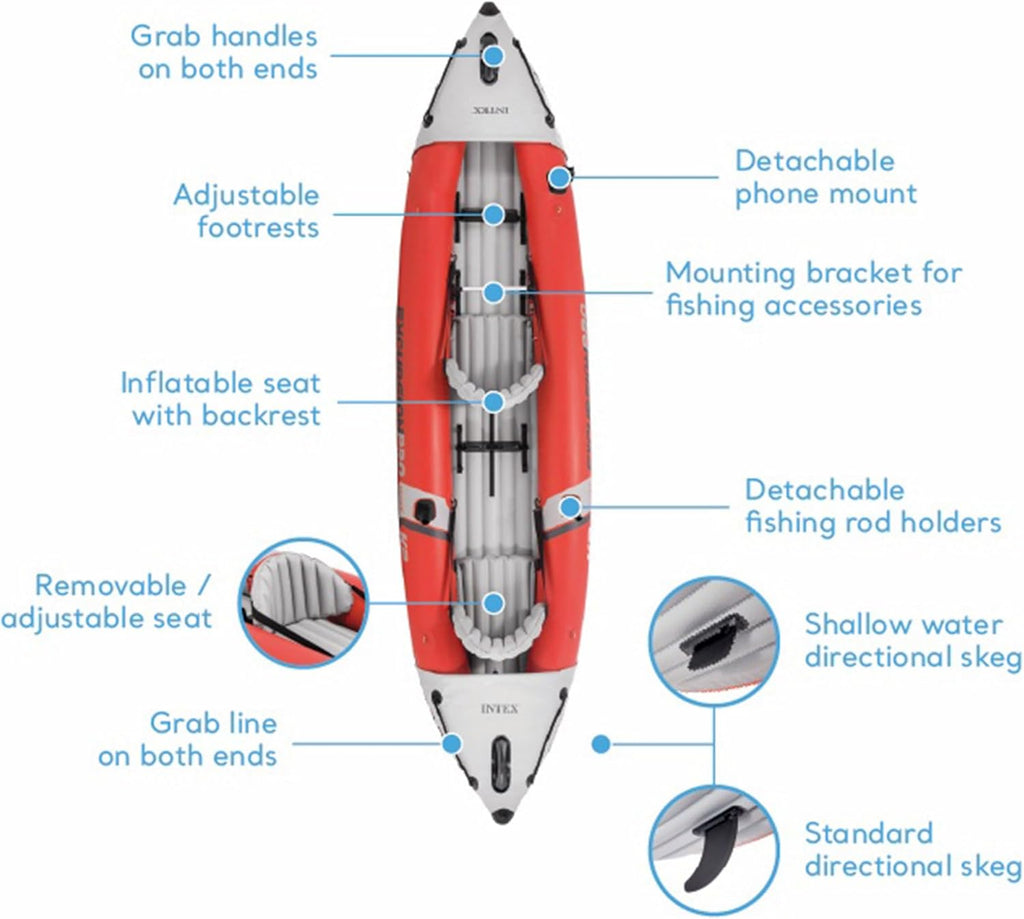 Inflatable Kayak Set with Paddles and Pump – 2-Person – 400lb Weight Capacity X900421