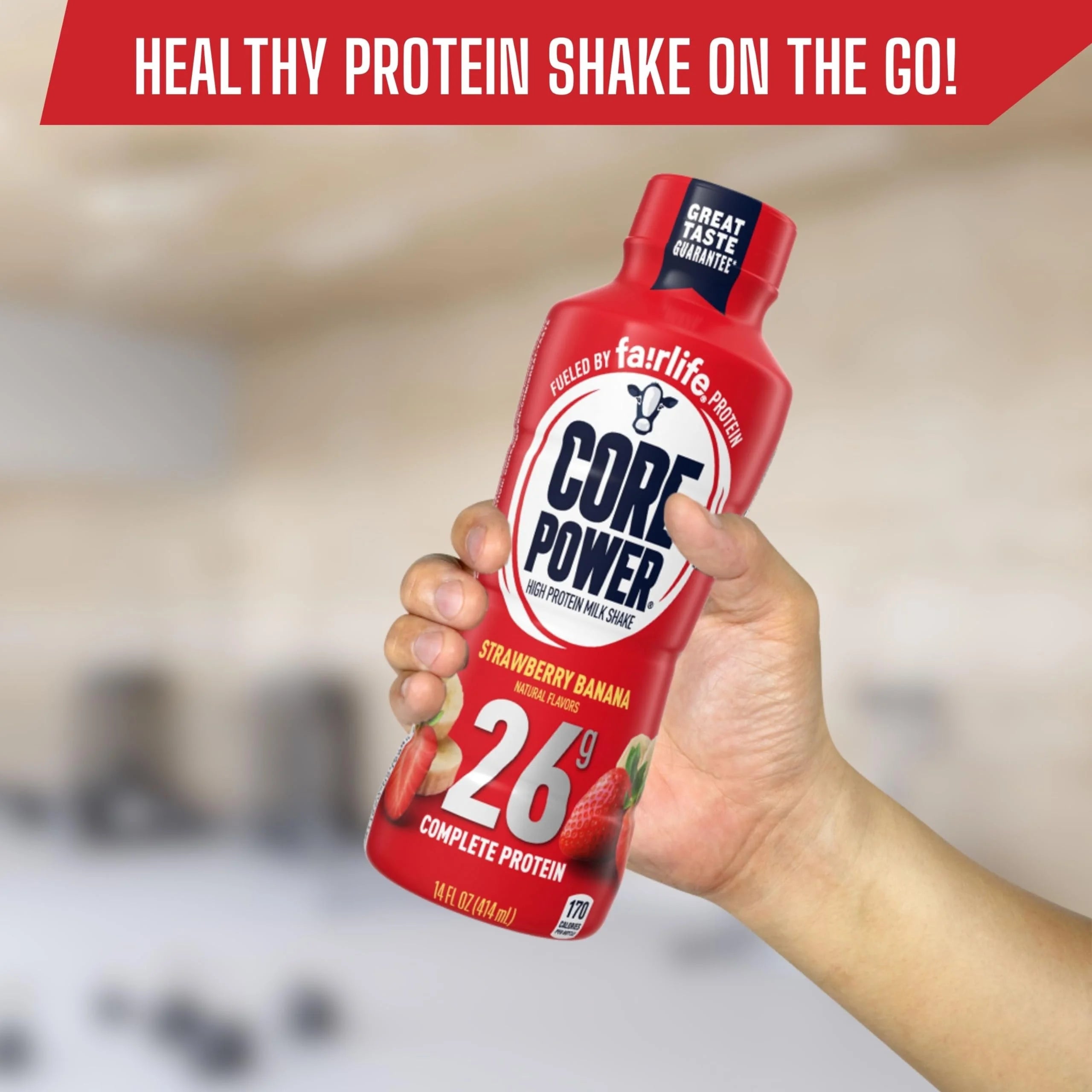 Strawberry Banana Flavor Protein Milk Shakes, 14 Fl Oz Pack of 12 K51571
