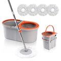 4 Reusable Microfiber Mop Heads Mop and Bucket with Wringer Set E678522
