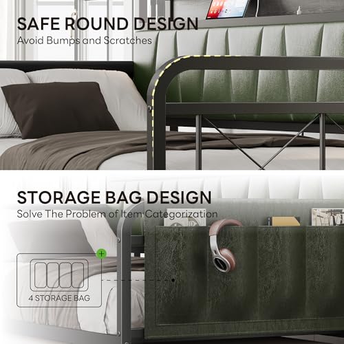 Grey Twin Daybed with Trundle Bed and Storage Headboard W66533