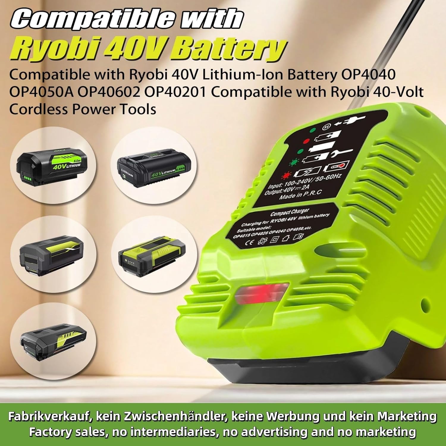 Portable Mini Fast Charger Adapter for 40V Battery A3306