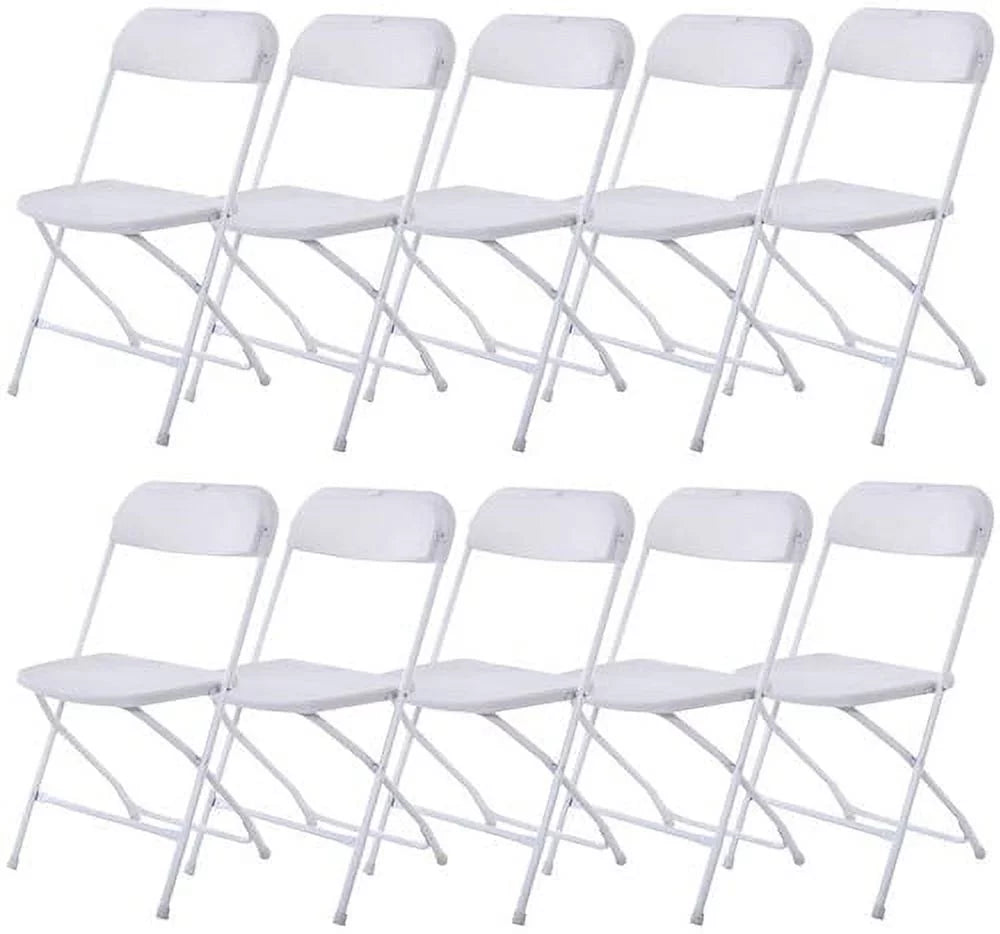 White Plastic Folding Chairs Set of 10 Y5684