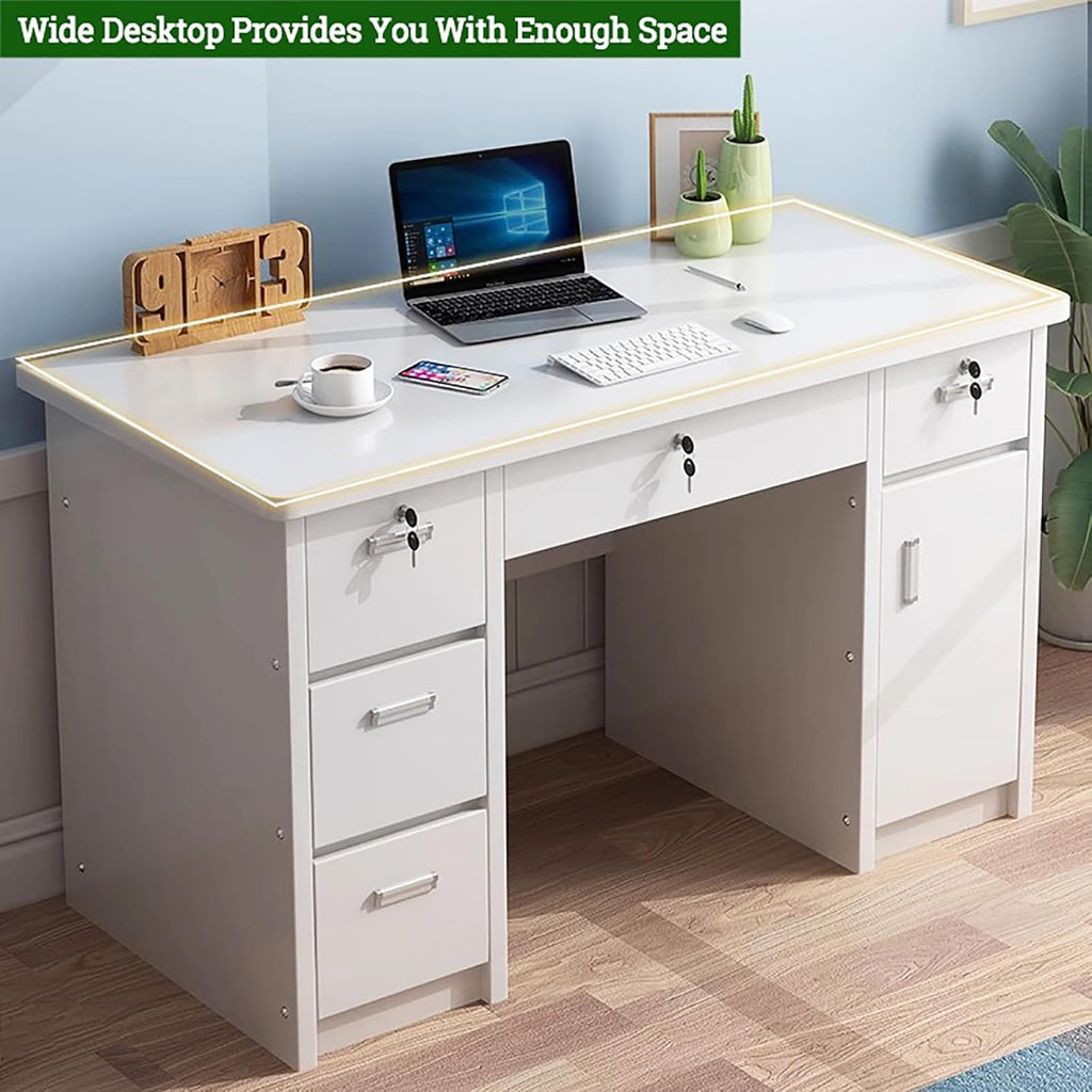 Gray Wooden Writing Desk with Drawers T631673