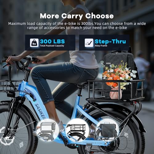24" Fat Tire Electric Bike, 48V 20AH Removable Battery, 7 Speed G4254