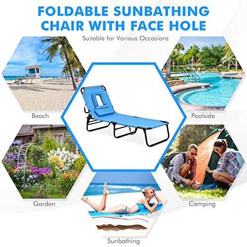 Blue Folding Chaise Lounge Chair V101