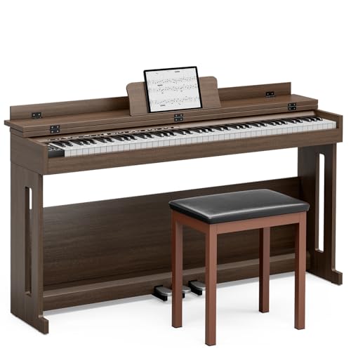 Black Full Size Weighted Key Digital Piano with Piano Bench, Stand, 3 Pedal D396
