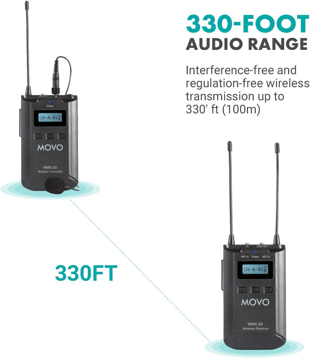 48-Channel UHF Wireless Lavalier Microphone System with 1 Receiver, 1 Transmitter, and 1 Lapel Microphone V6577