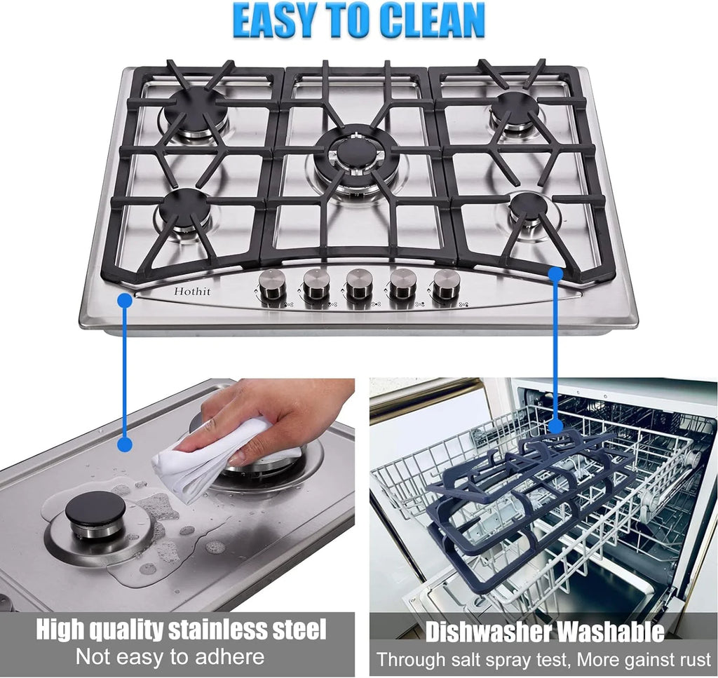 30 Inch 5 Burner Stainless Steel Propane Gas Cooktop J25825
