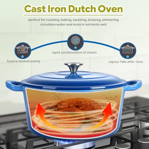 6 Quart Red Enamel Cast Iron Dutch Oven with Lid G18742