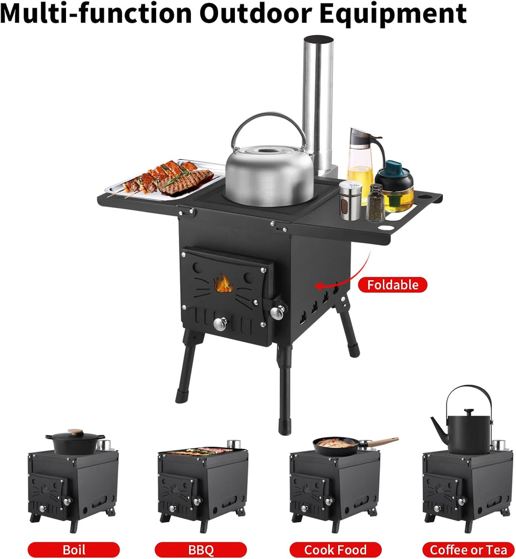 Portable Wood Burning Stove with Chimney Pipe T71593