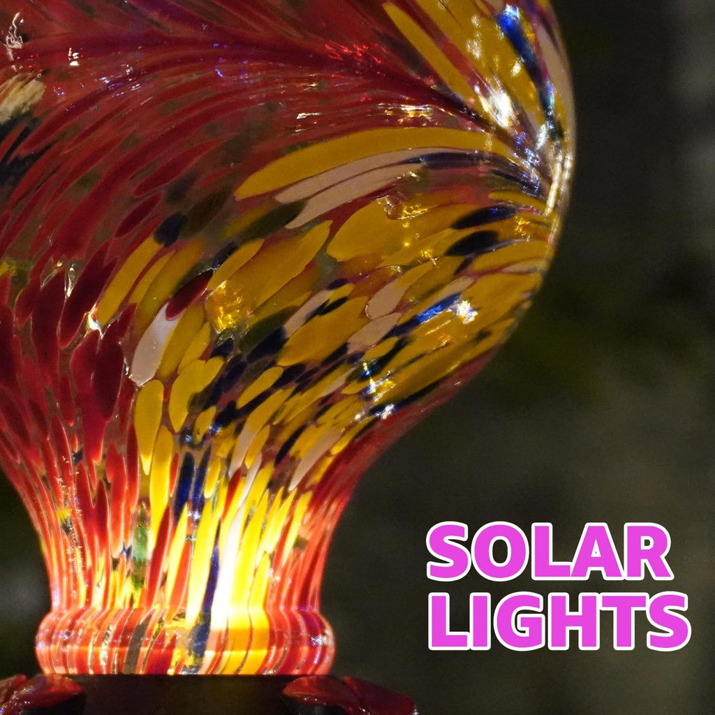 Red Handblown Glass Hummingbird Feeder E377