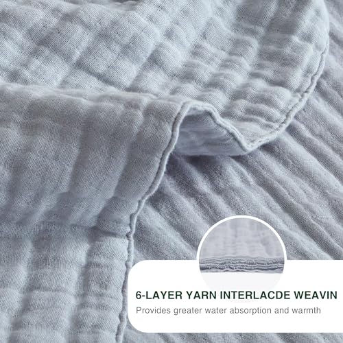 6 Layer Cotton Muslin King Size Blanket, Sage Green V9593