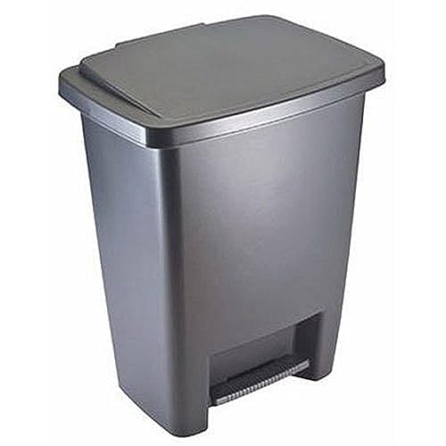 Gray 8.25-Gallon Step-On Trash Can with Lid Z52421