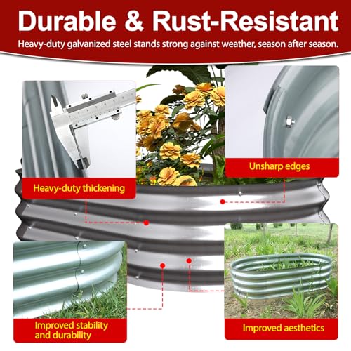 Galvanized Raised Garden Bed Kit, 4x2x1ft Oval Metal Planter L6456