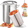 32QT Stainless Steel Stock Pot 6-Piece with Basket and Steamer Rack M969