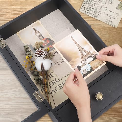 Black 3.2" Deep Shadow Box Frame with Real Glass and Drawer Z406292