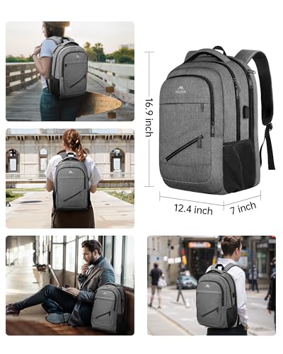 Grey 18 Inch Laptop Backpack with Luggage Strap A954006