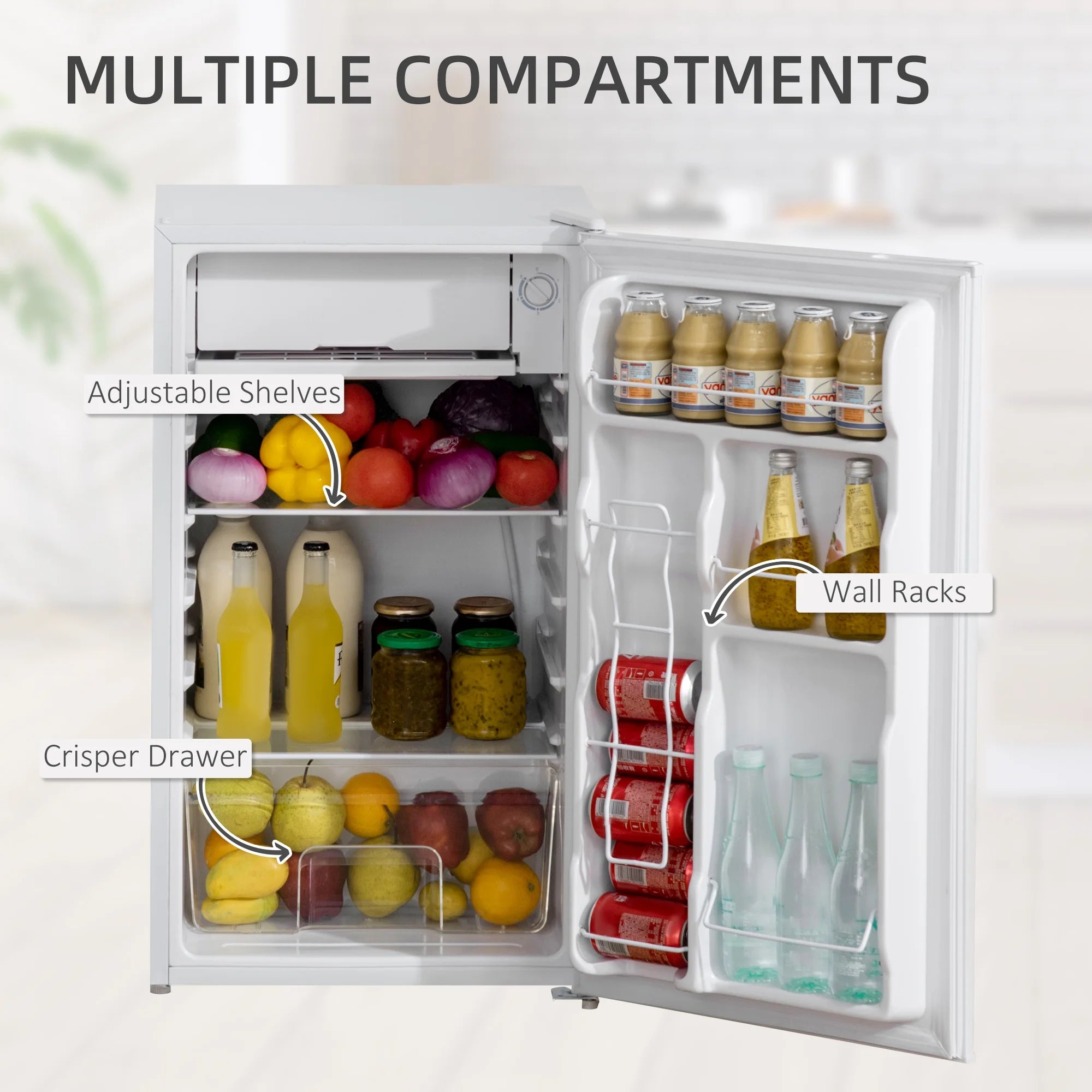 White 3.2 Cu.Ft Mini Fridge with Freezer G626977