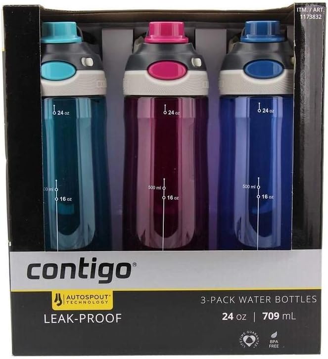 24oz 3 Pack Leak-Proof Water Bottles A240