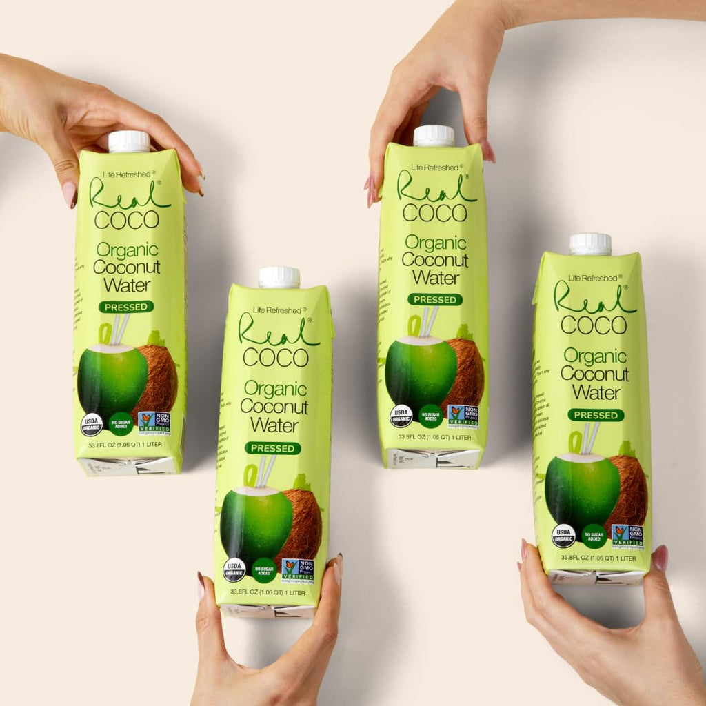 Organic Pressed Coconut Water (6-Pack 1L), No Sugar Added W546