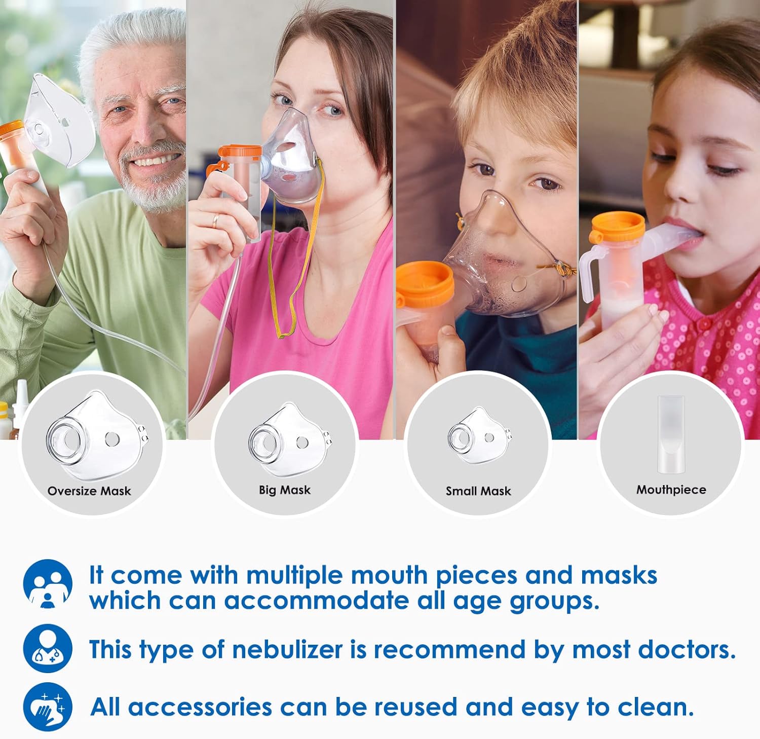 Adjustable Desktop Nebulizer Machine with 3 Masks and 1 Mouthpiece K591