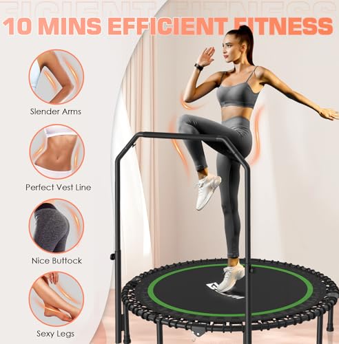 Foldable Mini Trampoline with Bungees and Adjustable Foam Handle W85160