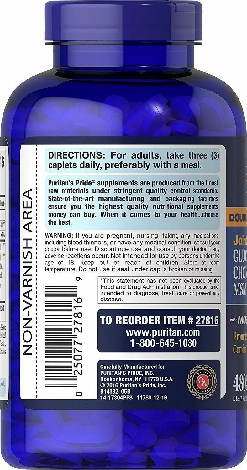 Double Strength Glucosamine Chondroitin Msm Joint Soother, 480 Count D291