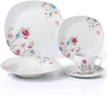 Porcelain 20 Piece Square Dinnerware Set, White Y5659
