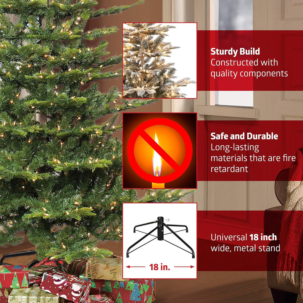 7.5 Foot Pre-Lit Artificial Christmas Tree with 800 Clear Lights, Green B7689