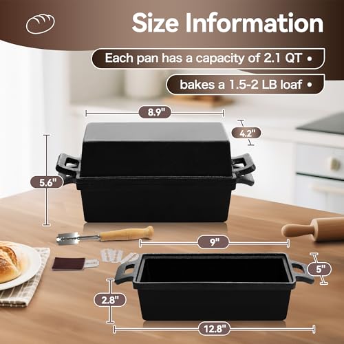 2 Piece Pre-Seasoned Cast Iron Loaf Pans 9 x 5in R728