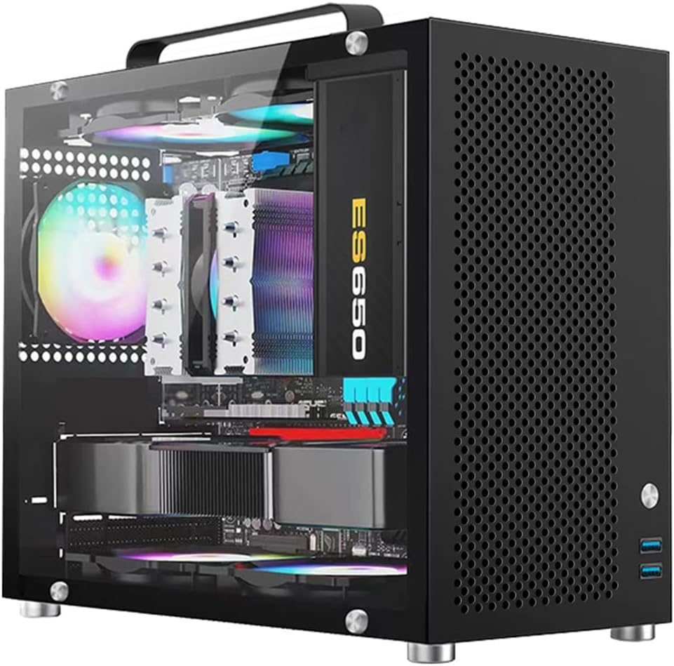 Micro ATX Case with Tempered Glass and 2X 120mm ARGB Fans B555