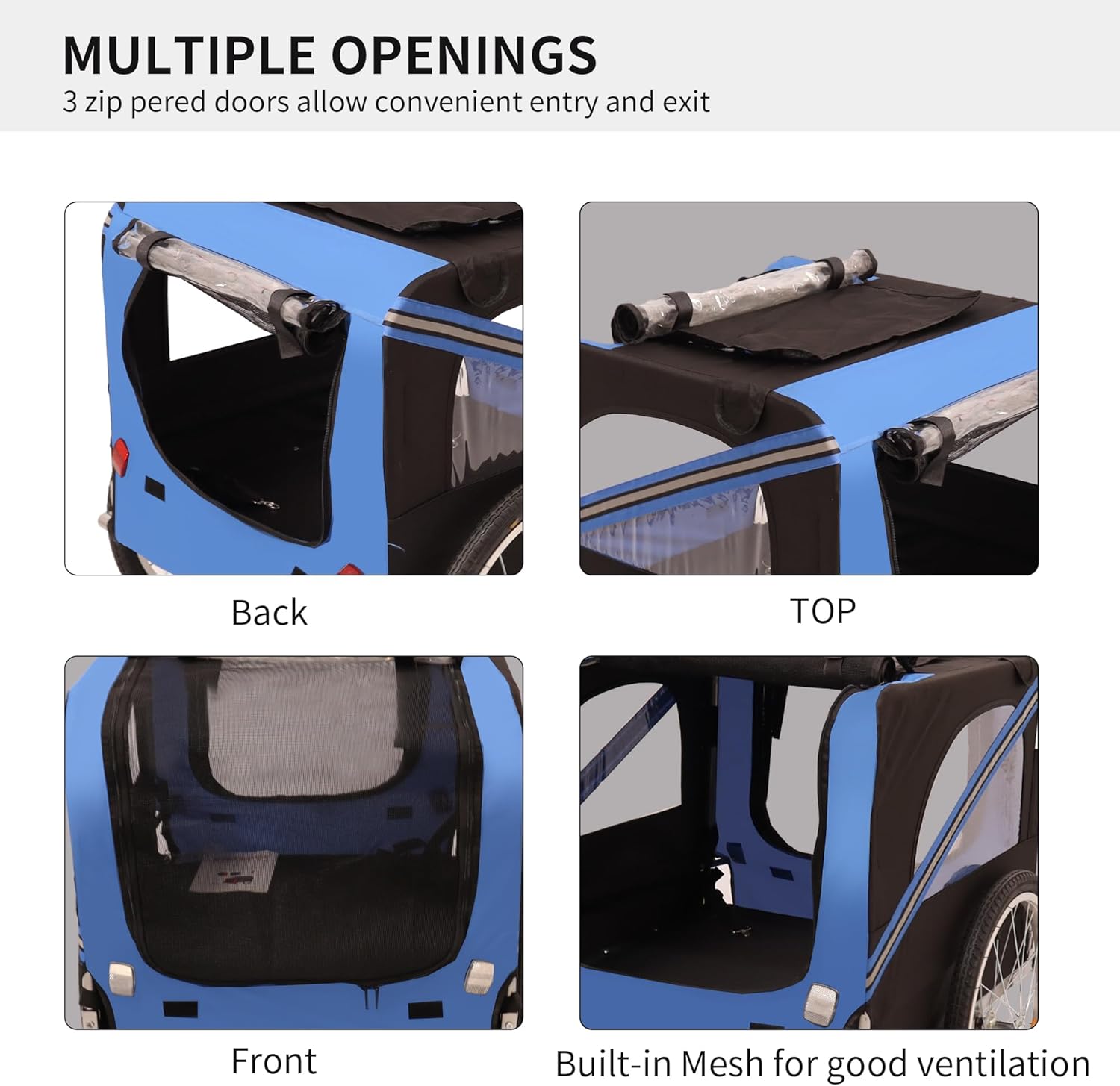 Blue Heavy Duty Foldable Dog Bike Trailer Pet Carrier B30519