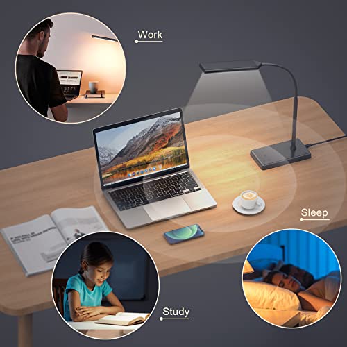 Clip on Table Lamp 3 Color Modes 10 Brightness Dimmable Reading Lamp 360° Rotatable Metal Gooseneck Desk Lamp U26853