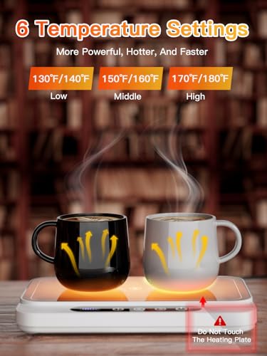 Black 50W Coffee Mug Warmer with 6-Temp Settings S4556