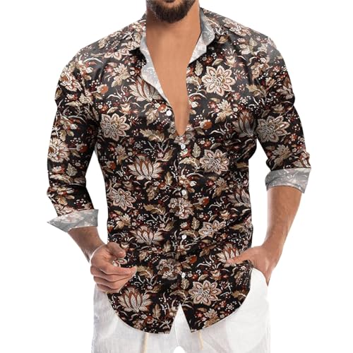 Mens Long Sleeve Floral Button Down Shirts L696475