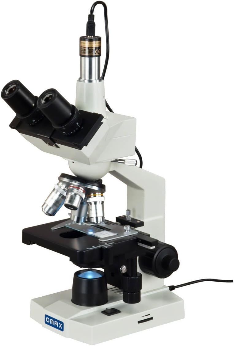 40X-2000X Trinocular Compound LED Microscope with 1.3MP Camera F396