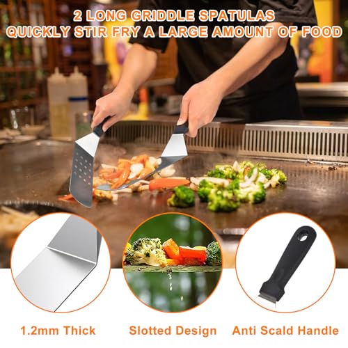 24Pcs Grilling Accessories Set with Scraper, Enlarged Spatulas, Basting Cover R947522